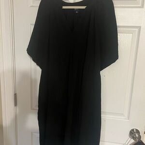 GAP Black V-Neck Midi Dress 3/4 Sleeve